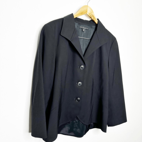LAFAYETTE 148 BLACK 3 Button BLAZER classic collar virgin wool career women's 14 - Picture 3 of 8